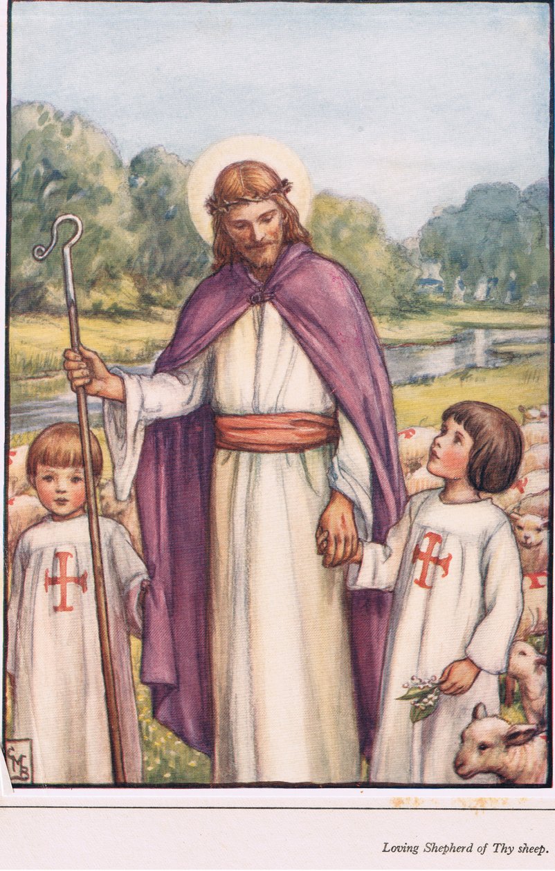 Kochający pasterz twoich owiec, ilustracja z Księgi hymnów dla dzieci, 1929 autorstwa English School
