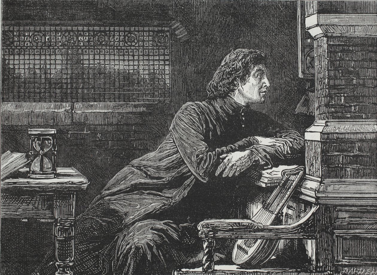 Luter w Casement, ilustracja z Historii protestantyzmu Jamesa Aitkena Wylie (1808-1890), wyd. 1878 autorstwa English School