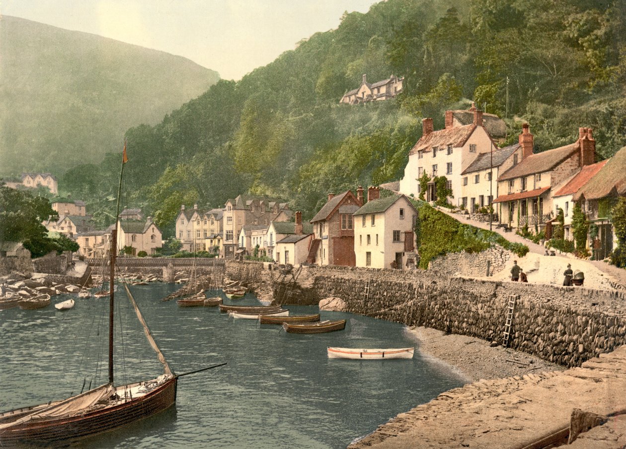 Port Lynmouth (zdjęcie ręcznie kolorowane) autorstwa English School