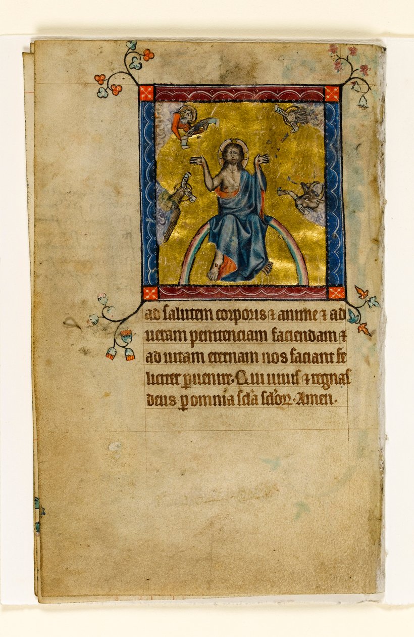 MS 1-2005, k.l. 8v: Chrystus w sądzie, miniatura z psałterza Macclesfielda, Use of Sarum, East Anglia, c.1330 autorstwa English School
