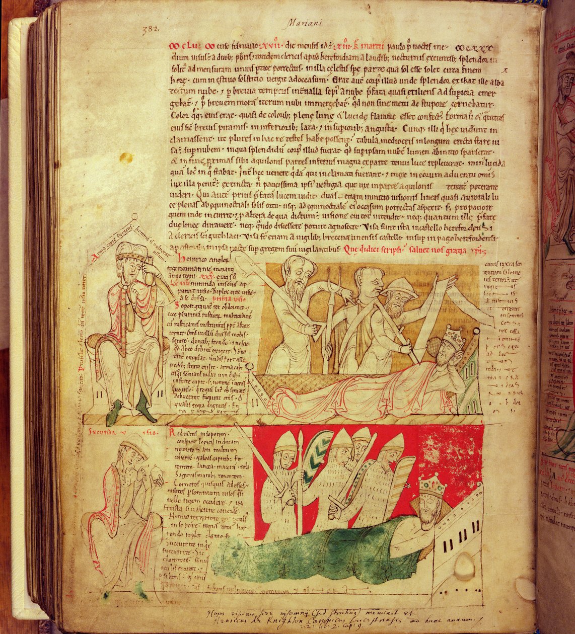 MS CCC 157 s.382 Wizje śnione przez króla Henryka I w Normandii w 1130, z Kroniki Worcester, c.1130-40 (welum) autorstwa English School