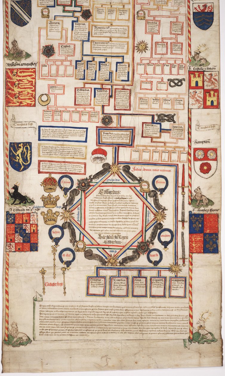 MS Lewis E 201 sekcja 7, Kronika Historii Świata od stworzenia do Wodena, z genealogią Edwarda IV, c.1461 autorstwa English School