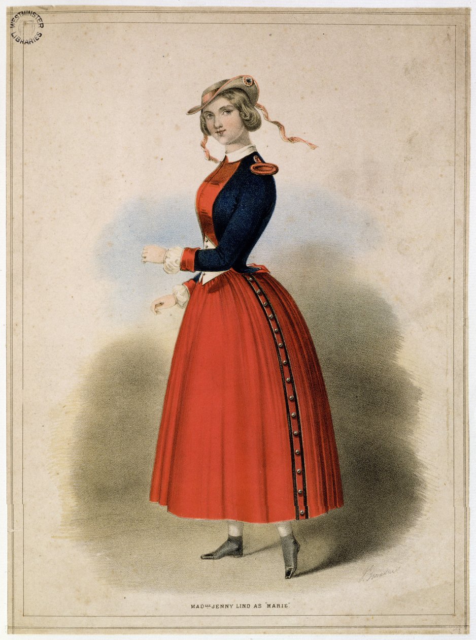 Mademoiselle Jenny Lind (1820-87) jako Marie, c.1847 autorstwa English School