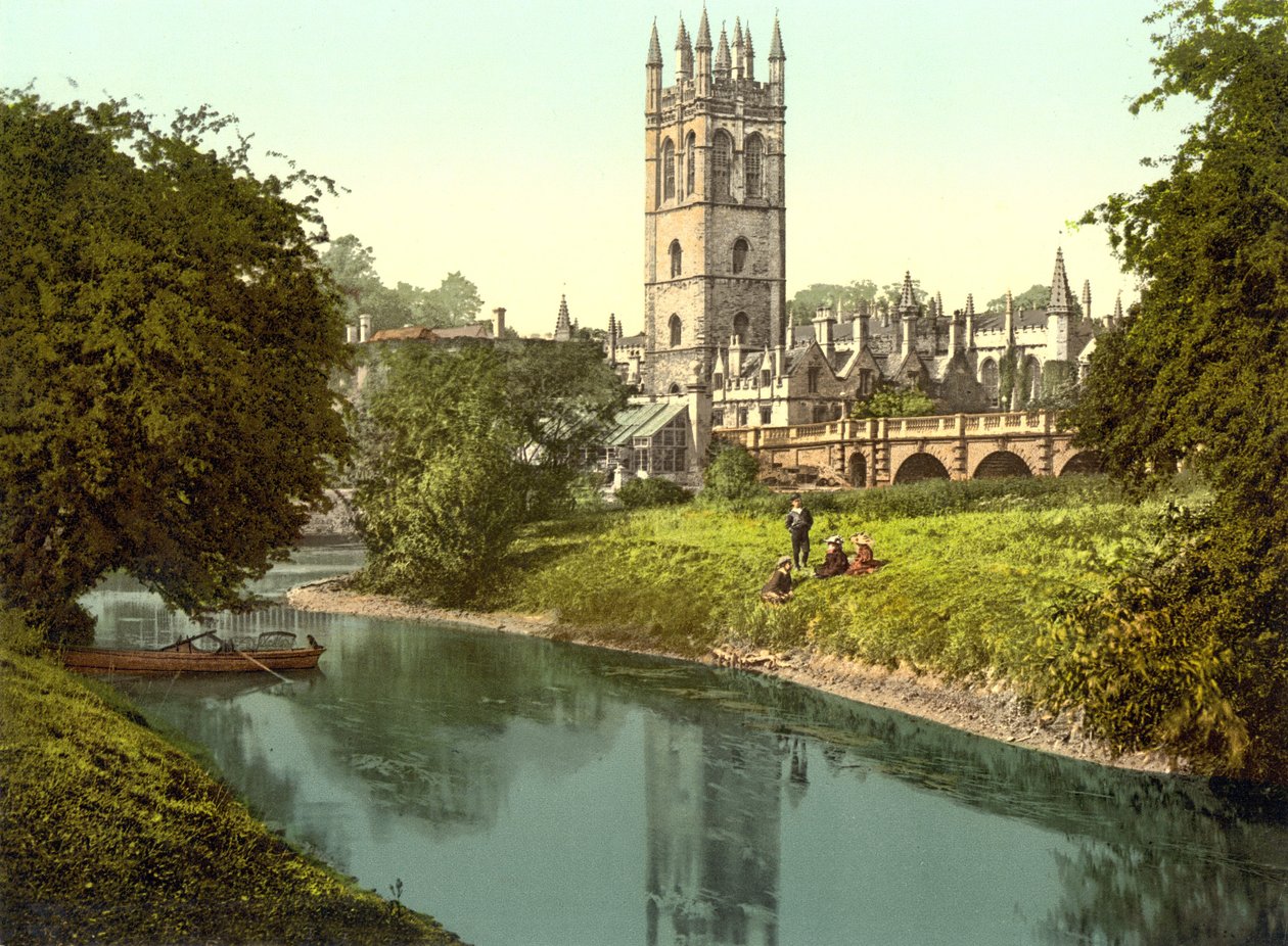 Magdalen Tower, Oxford (zdjęcie ręcznie kolorowane) autorstwa English School