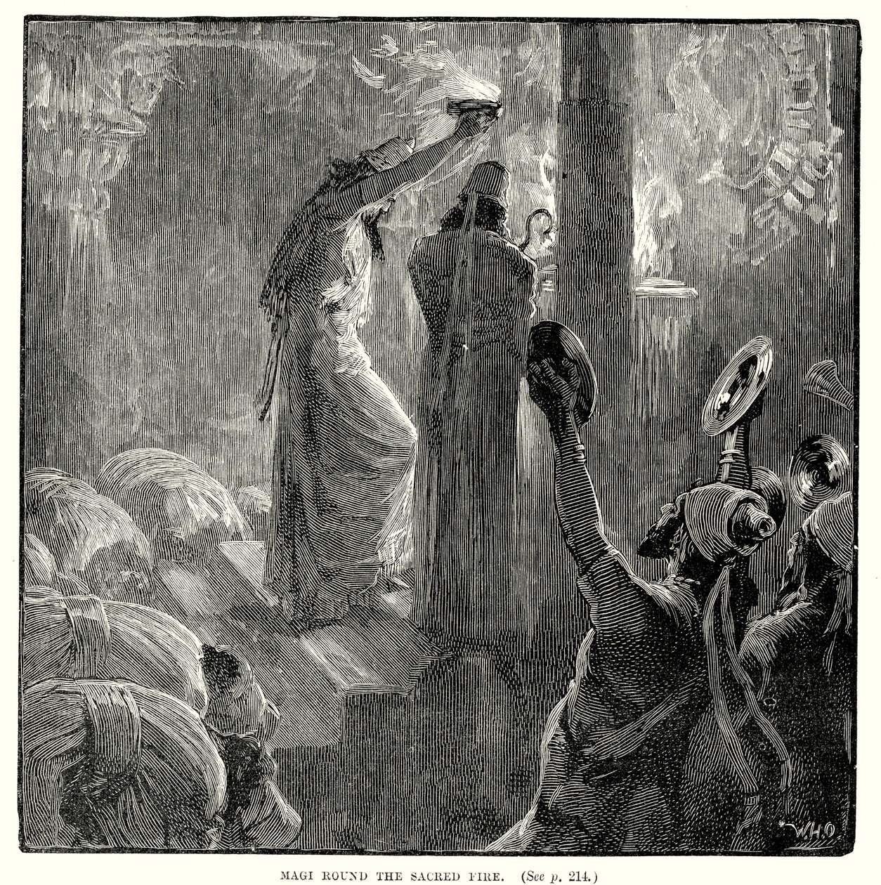 Mędrcy wokół świętego ognia (grawerunek) autorstwa English School