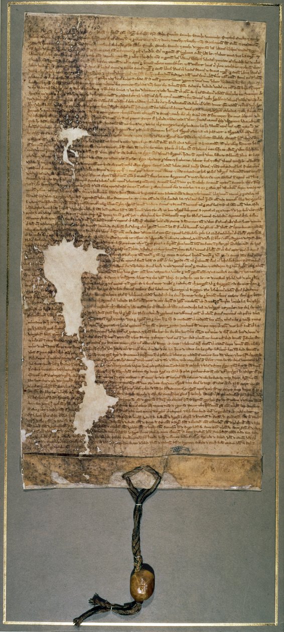 Magna Carta, ostateczna wersja wydana w 1225 roku przez Henryka III autorstwa English School
