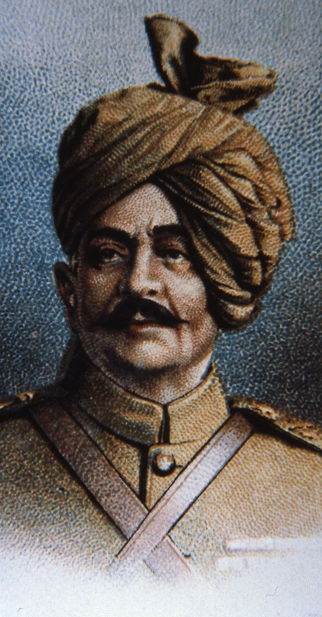 Maharadża Sir Pertab Singh, pułkownik ułanów z Jodhpur (kolor lito) autorstwa English School