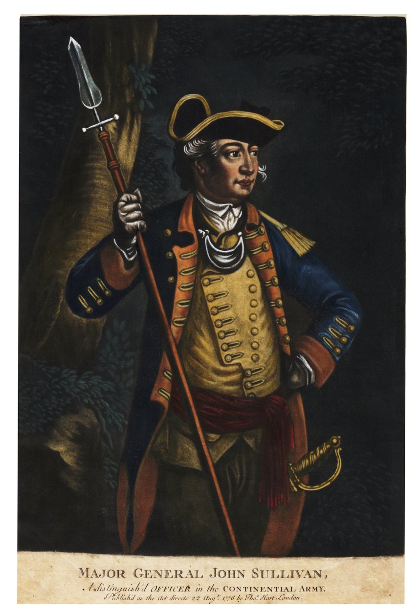 Generał dywizji John Sullivan, 1776 (ręcznie barwiona mezzotinta) autorstwa English School