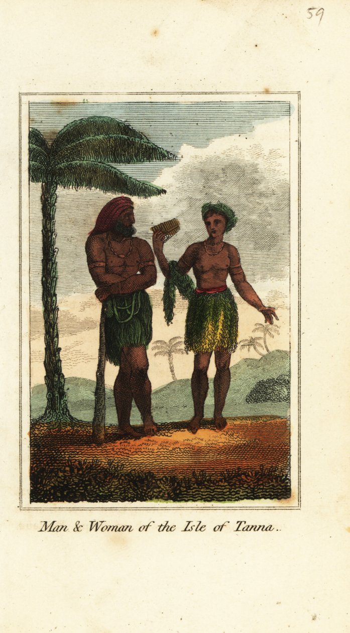 Mężczyzna i kobieta z wyspy Tanna, Vanuatu autorstwa English School
