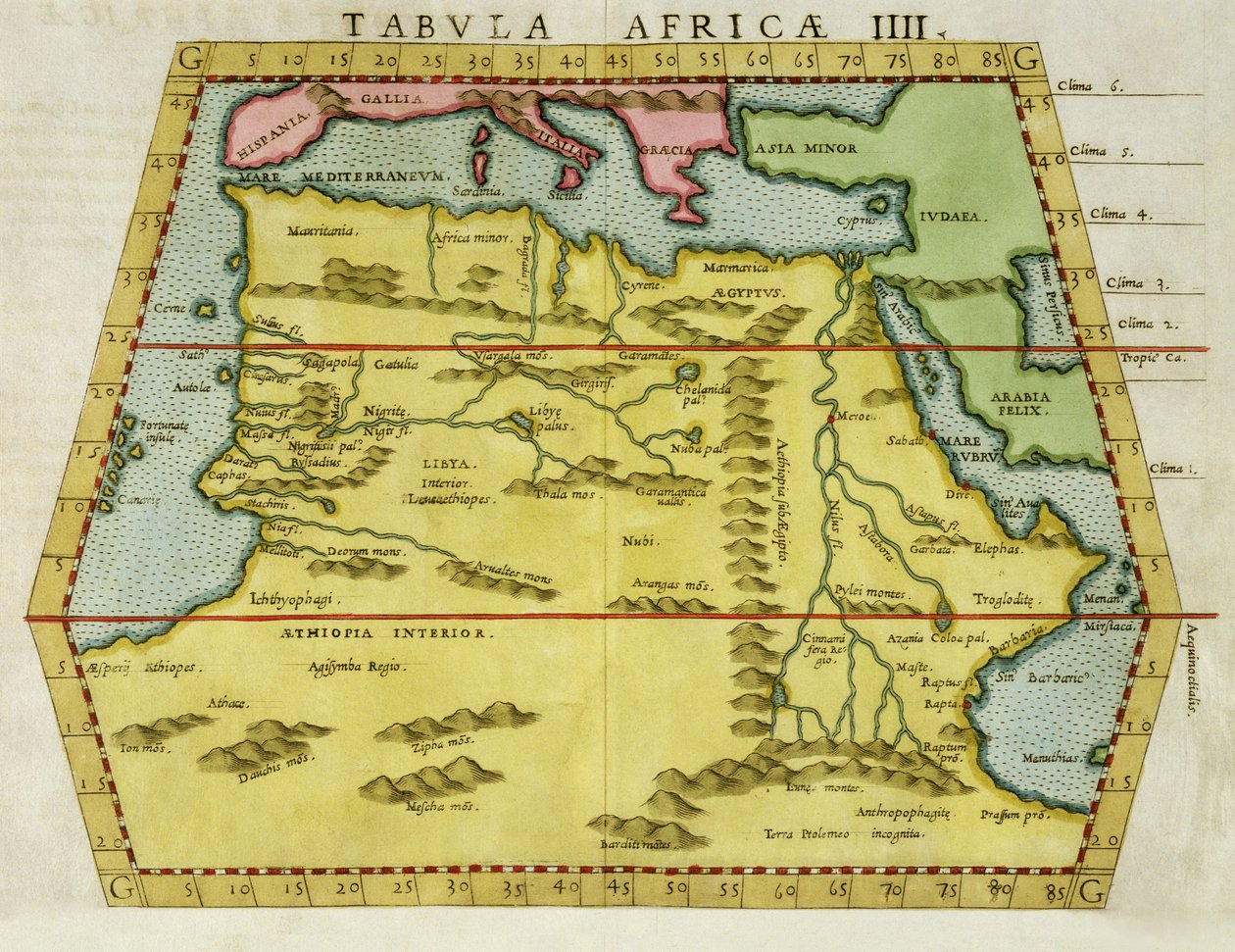 Mapa Afryki Północnej, ok. 1580 r. autorstwa English School