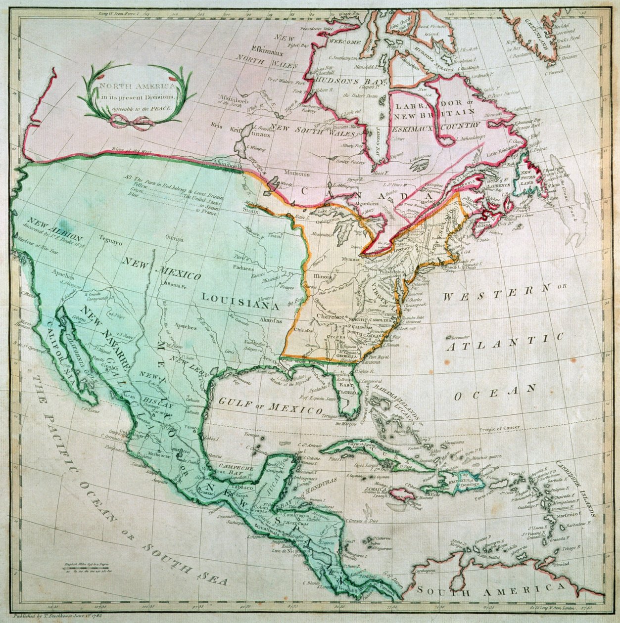 Mapa Ameryki Północnej, wyd. T. Stackhouse, 1783 autorstwa English School