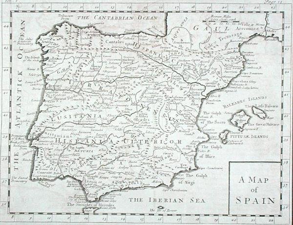 Mapa Hiszpanii i Portugalii, koniec XVIII wieku (rycina) autorstwa English School