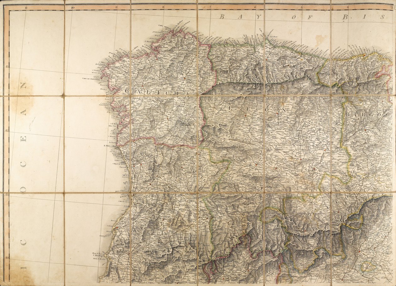 Mapa Hiszpanii podobno była używana przez księcia Wellington autorstwa English School