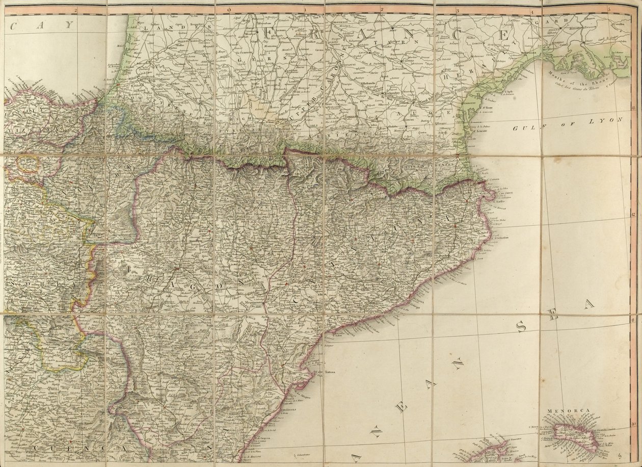 Mapa Hiszpanii podobno była używana przez księcia Wellington autorstwa English School