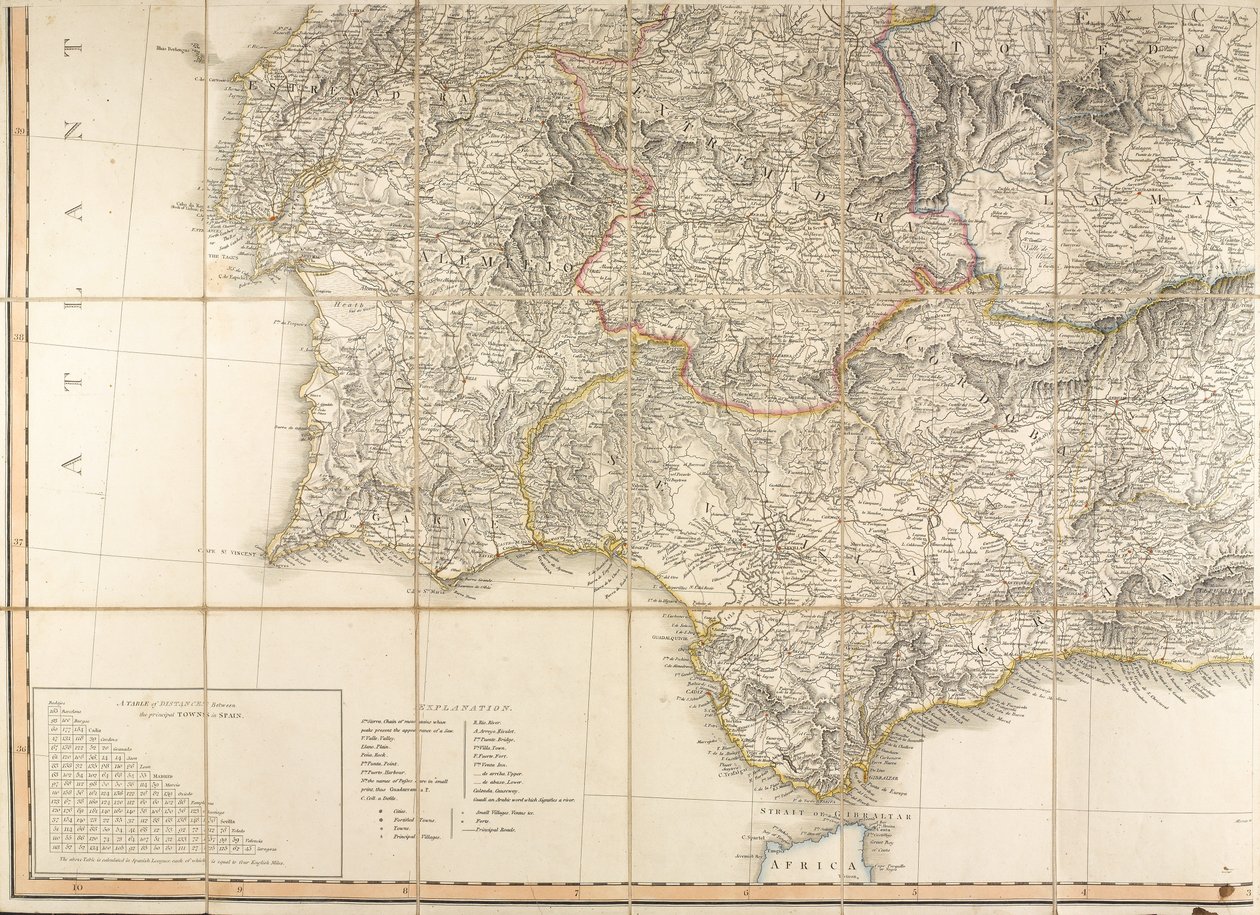 Mapa Hiszpanii podobno była używana przez księcia Wellington autorstwa English School