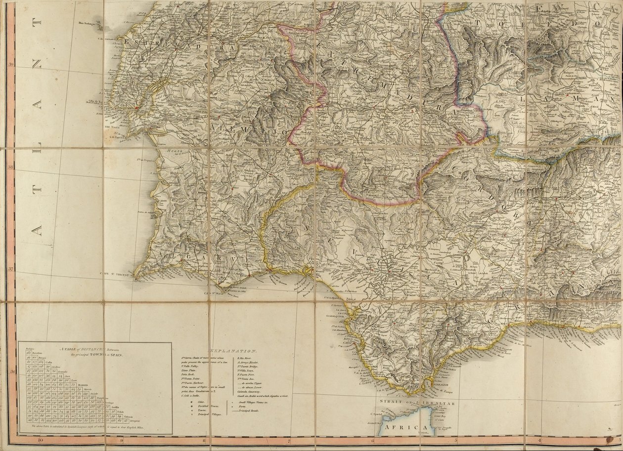 Mapa Hiszpanii podobno była używana przez księcia Wellington autorstwa English School