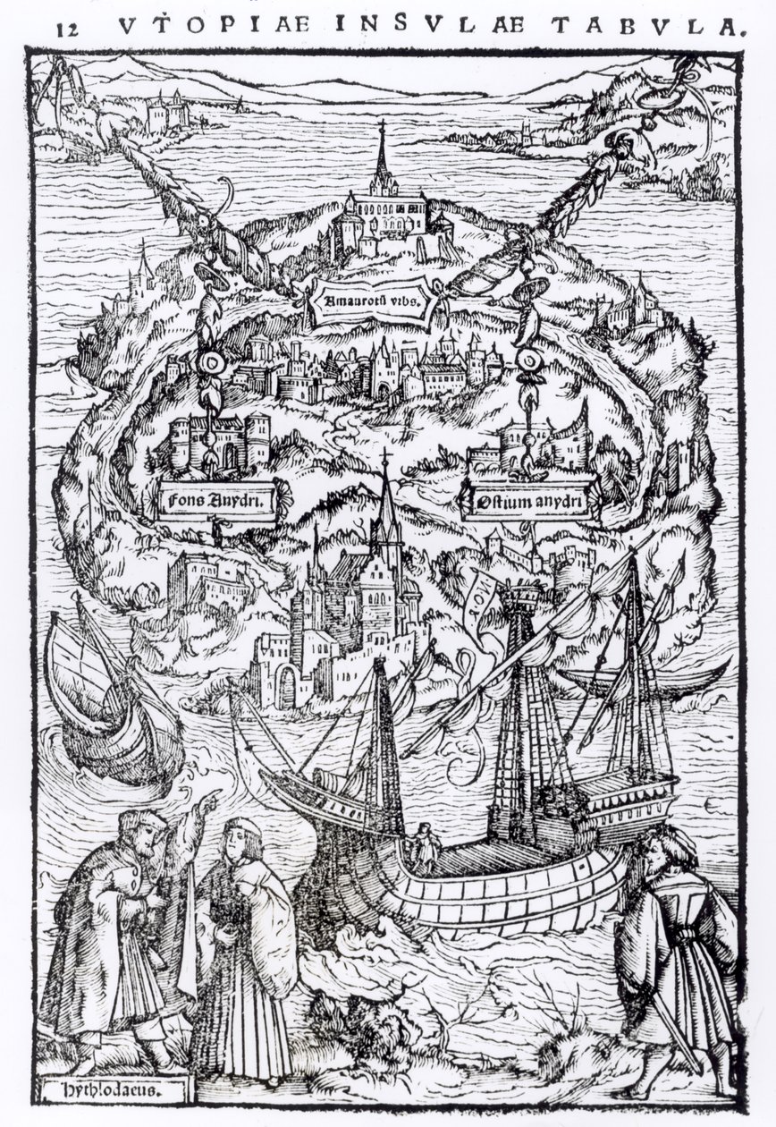 Mapa wyspy Utopia, okładka książki autorstwa English School