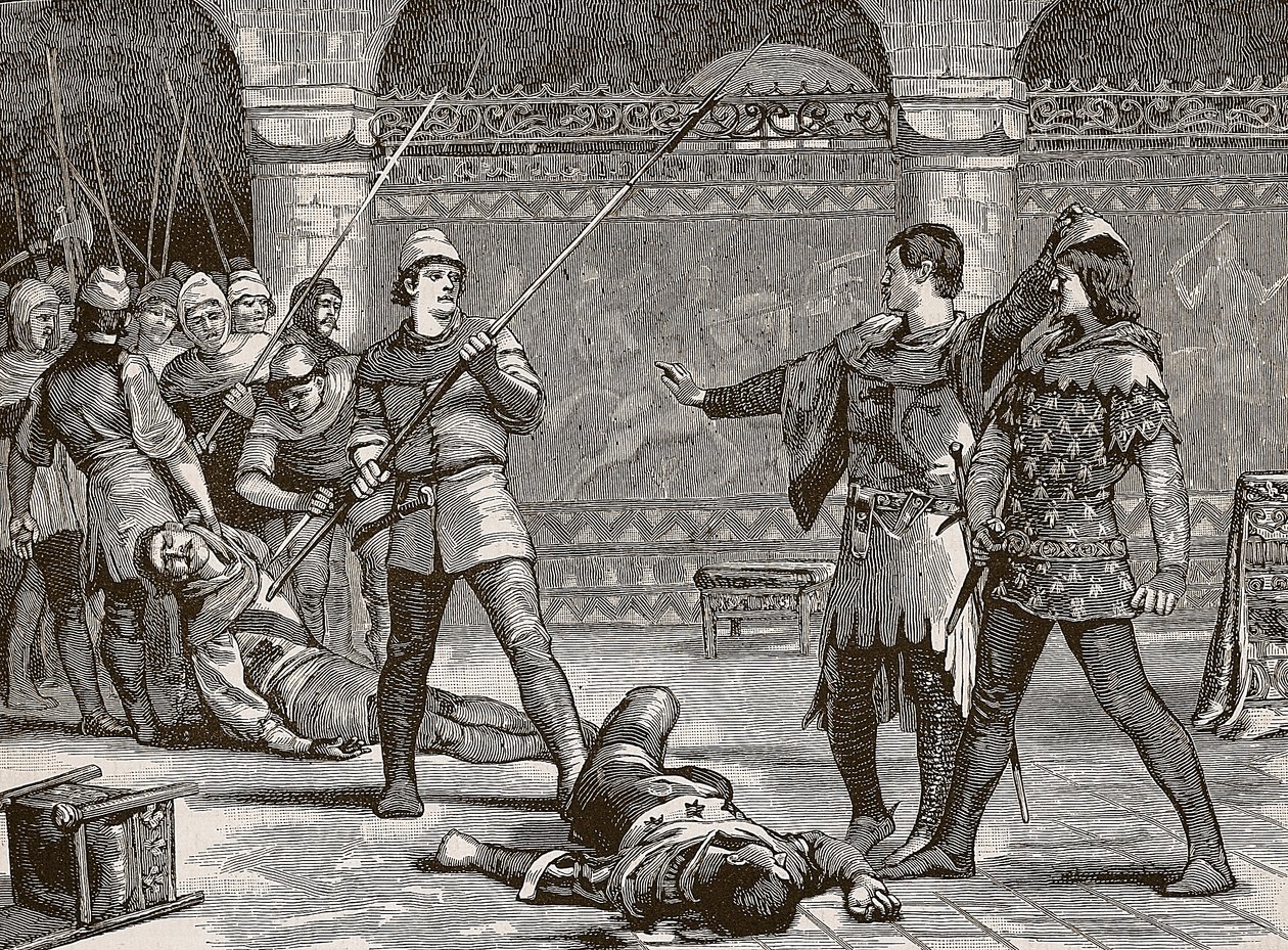 Marcel i delfin Francji, ilustracja z Cassells Illustrated History of England (zdjęcie w sepii) autorstwa English School