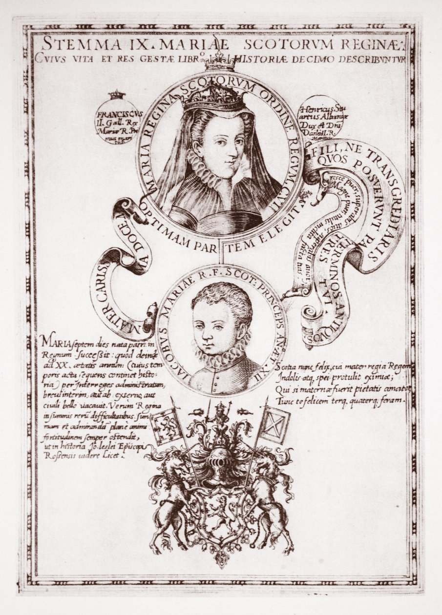 Mary Queen of Scots i jej syn, King James autorstwa English School