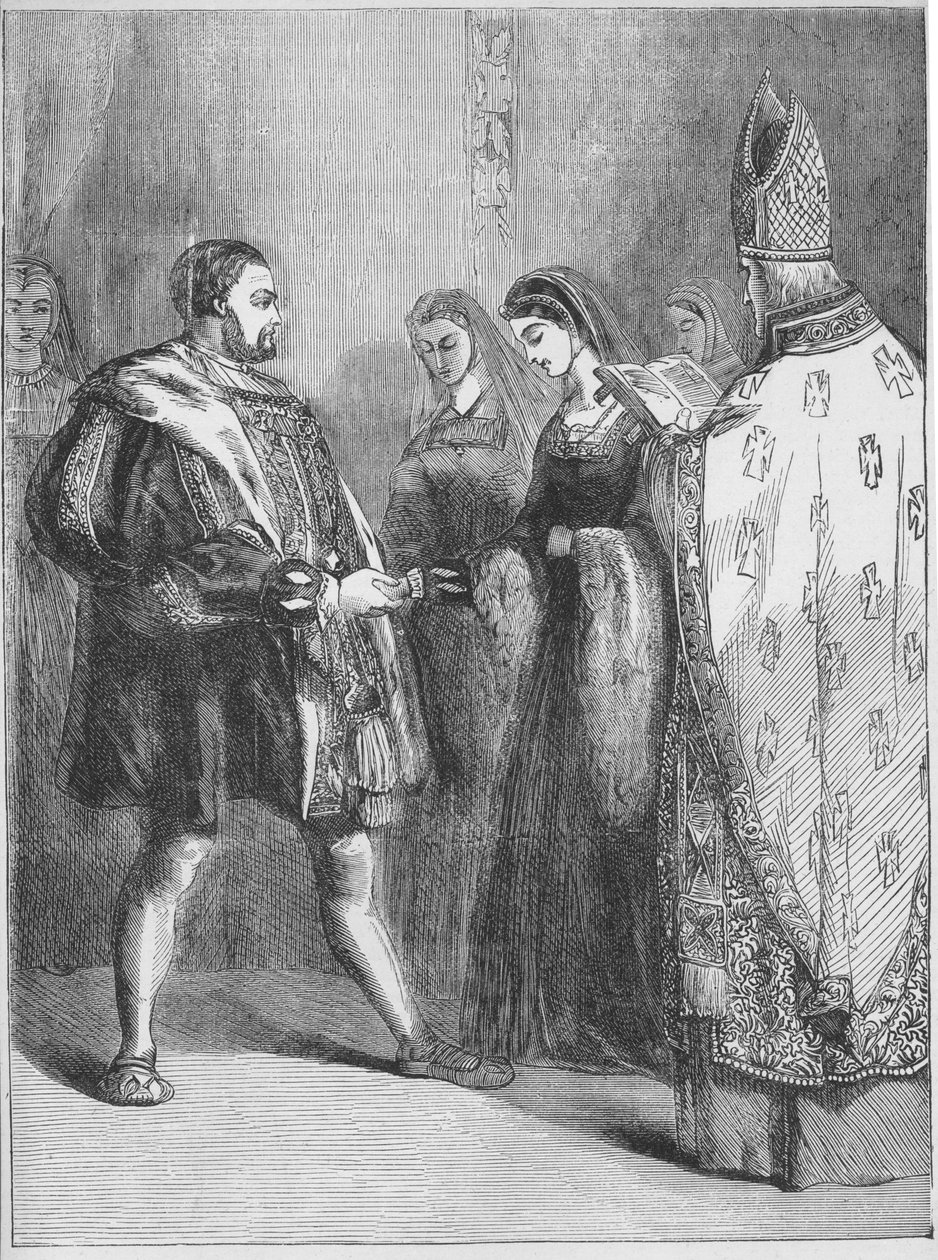 Małżeństwo Henryka VIII i Katarzyny Parr (druk) autorstwa English School