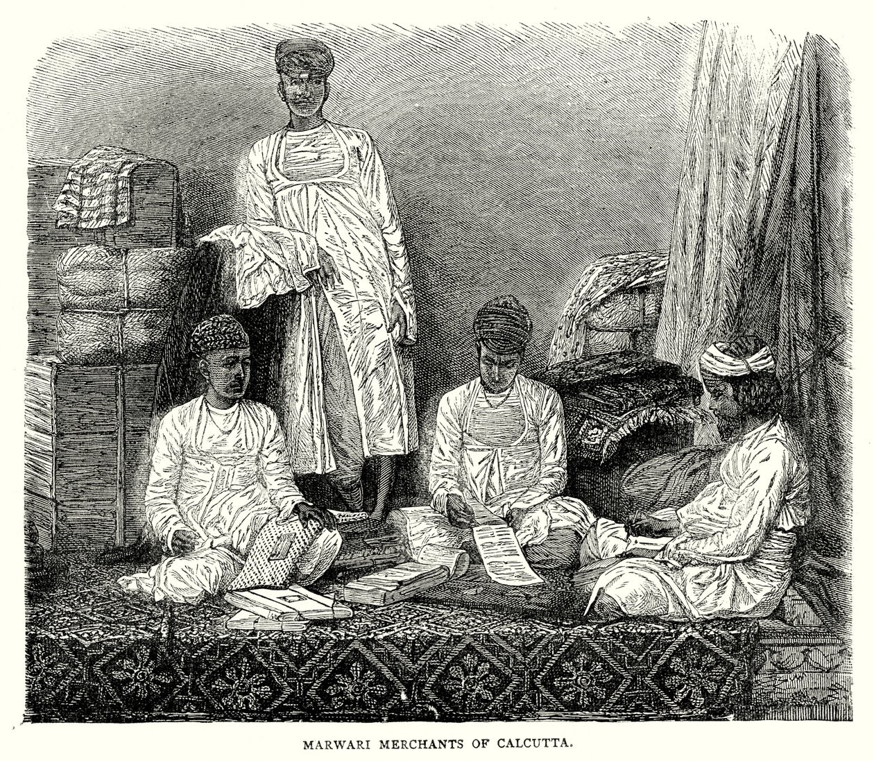 Marwari kupcy z Kalkuty (rycina) autorstwa English School