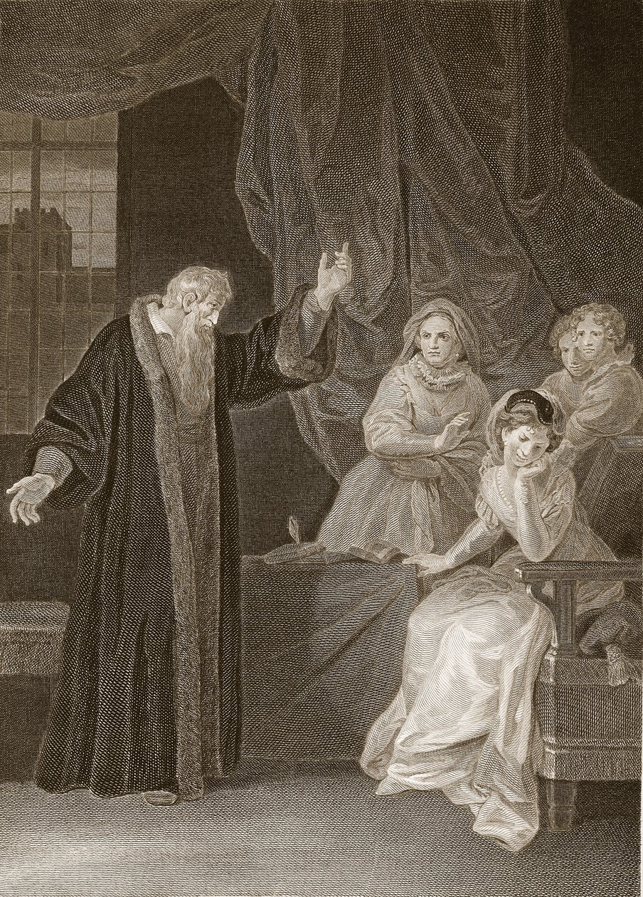 Mary Queen of Scots potępiona przez Knoxa, ilustracja z David Humes The History of England, wyd. R. Bowyer, Londyn, 1812 r. autorstwa English School