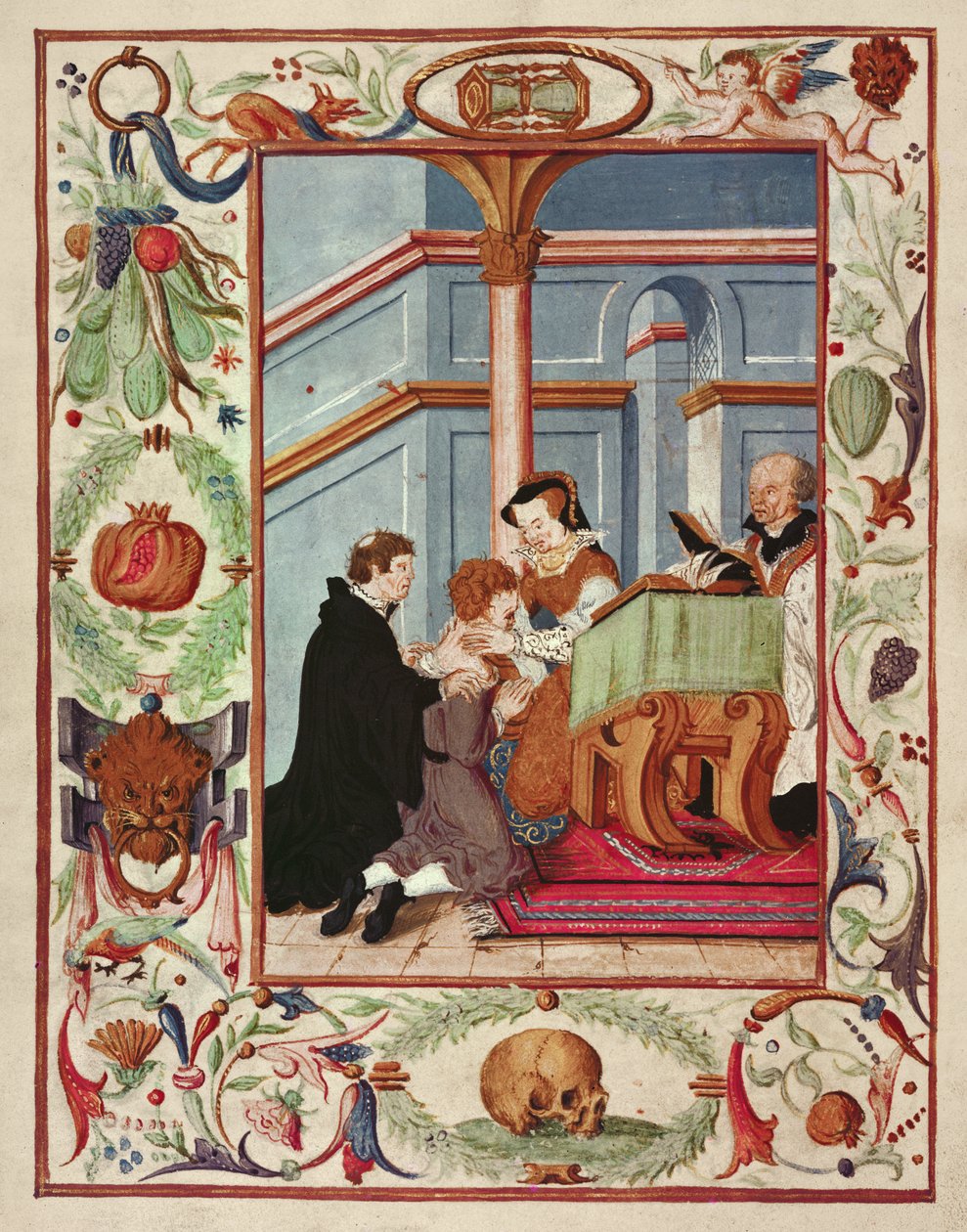 Mary Tudor dotyka skrupulatnego chłopca autorstwa English School