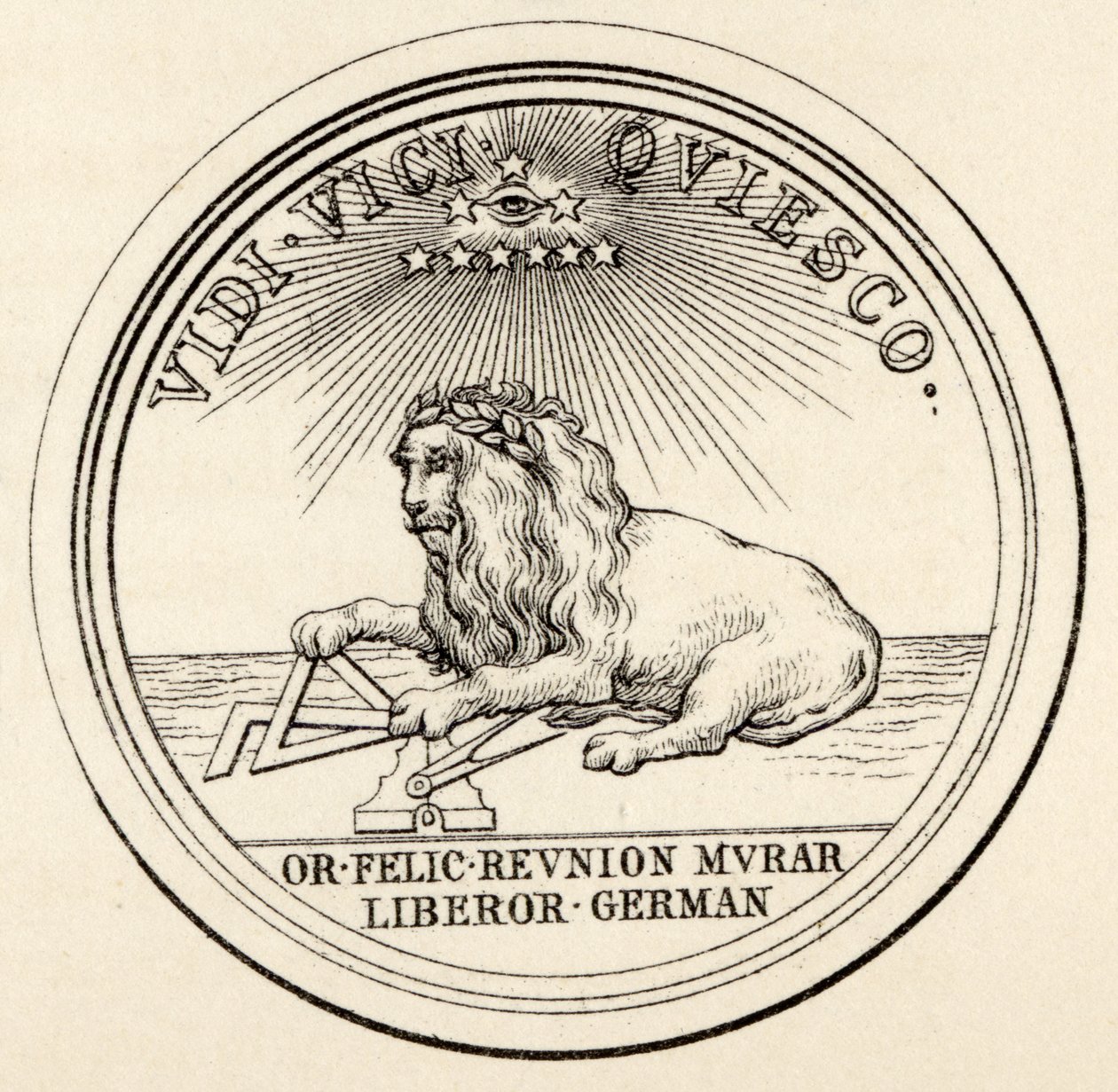 Pieczęć masońska z „Historii masonerii, tom III”, wydanej przez Thomasa C. Jacka, Londyn, 1883 autorstwa English School