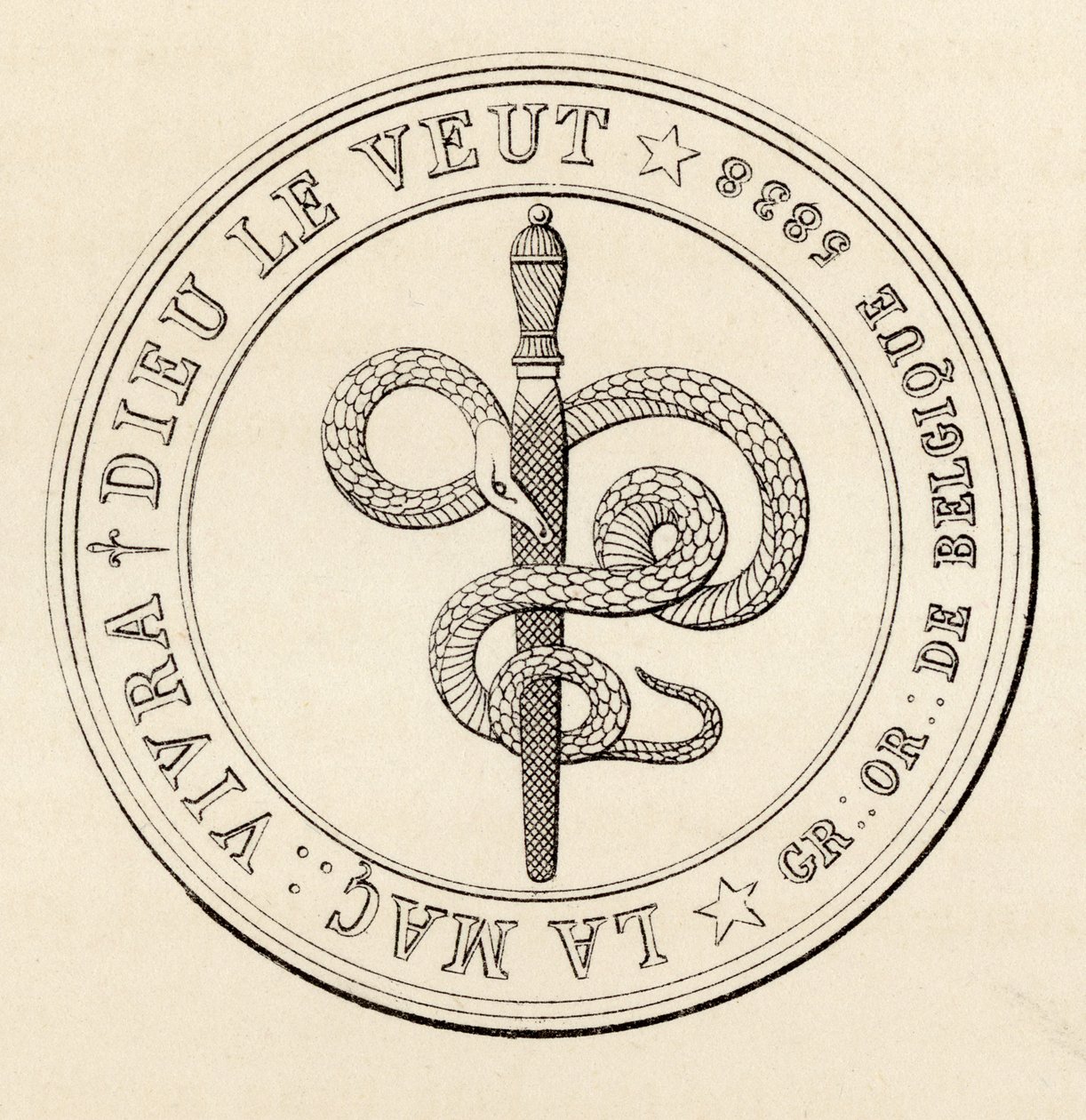 Pieczęć masońska z „Historii masonerii, tom III”, wydanej przez Thomasa C. Jacka, Londyn, 1883 autorstwa English School
