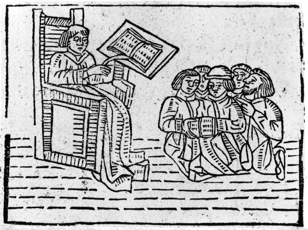 Mistrz i uczniowie, ok.1481 (drzewryt) autorstwa English School
