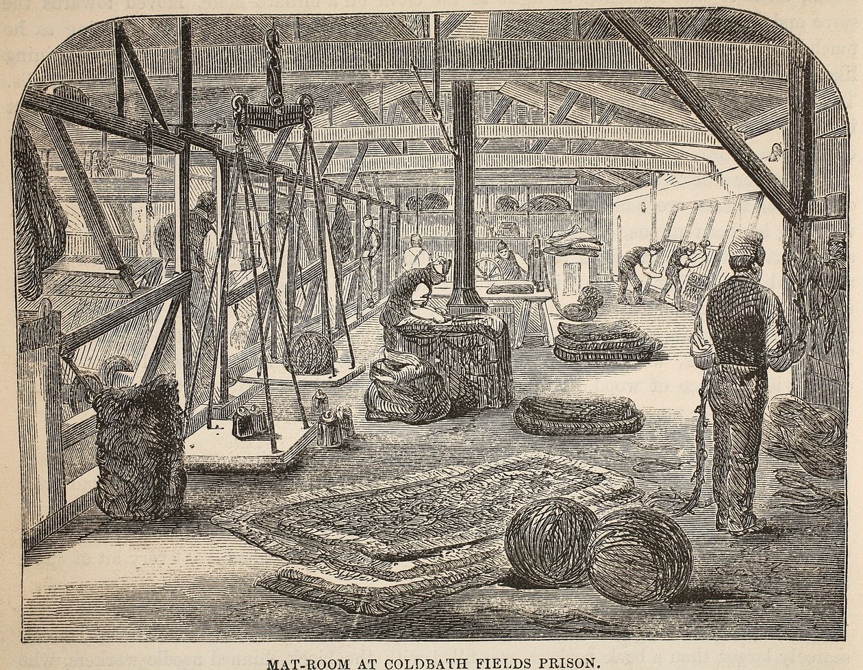 Mat-room w więzieniu Coldbath Fields, ilustracja z The Criminal Prisons of London i Scenes from Prison Life autorstwa Henry