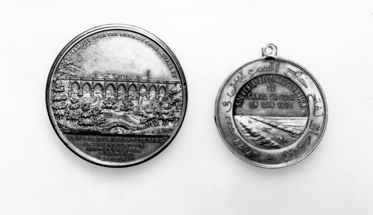 Medalion upamiętniający otwarcie kolei Liverpool i Manchester, 1830 (metaloplastyka) autorstwa English School