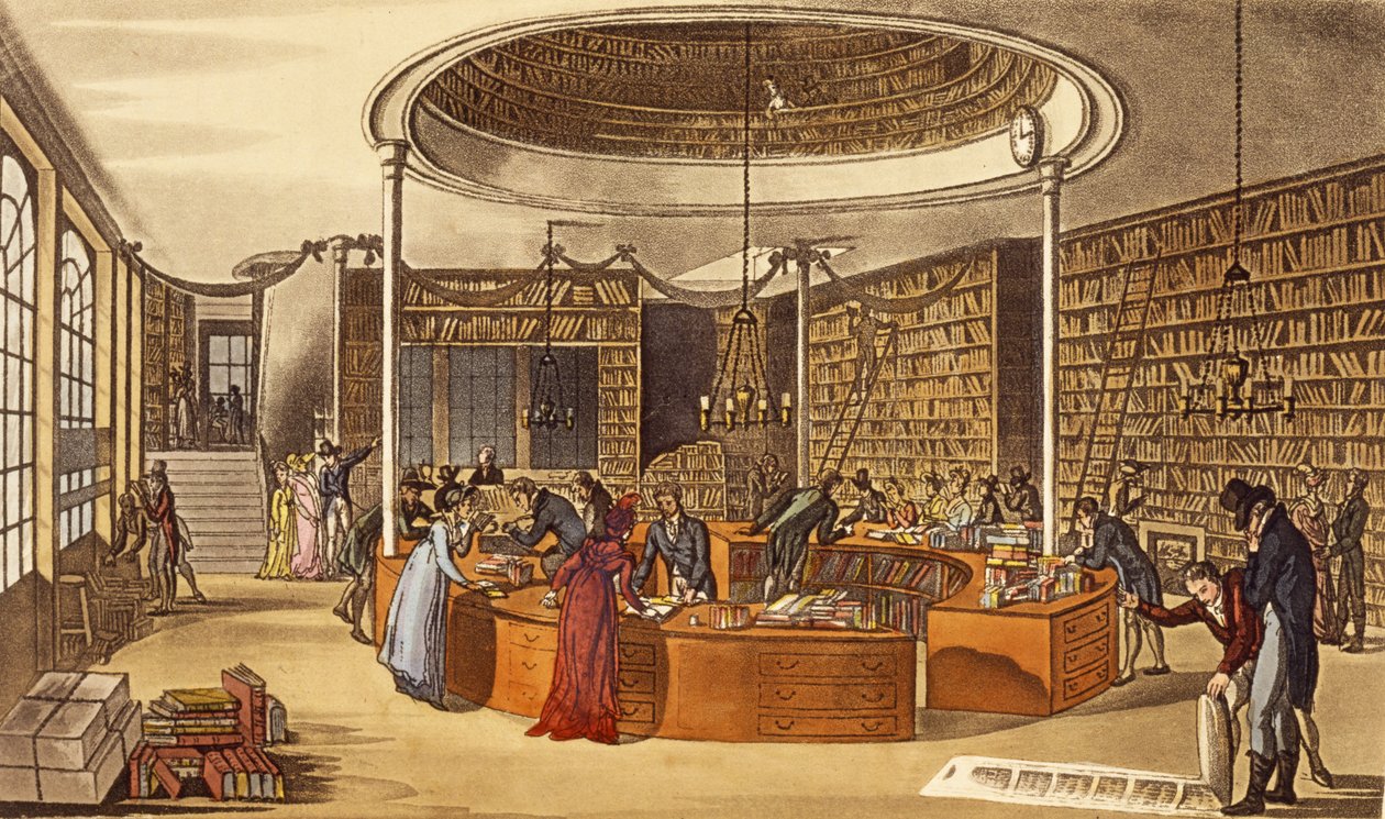 Panowie Lackington Allen and Co., 1809, Świątynia Księgarzy Muz, Finsbury Square z Ackermanns Repozytorium Sztuki, Literatury, Handlu, Manufaktury, Mody i Polityki, wyd. 1809 (ręcznie-co autorstwa English School