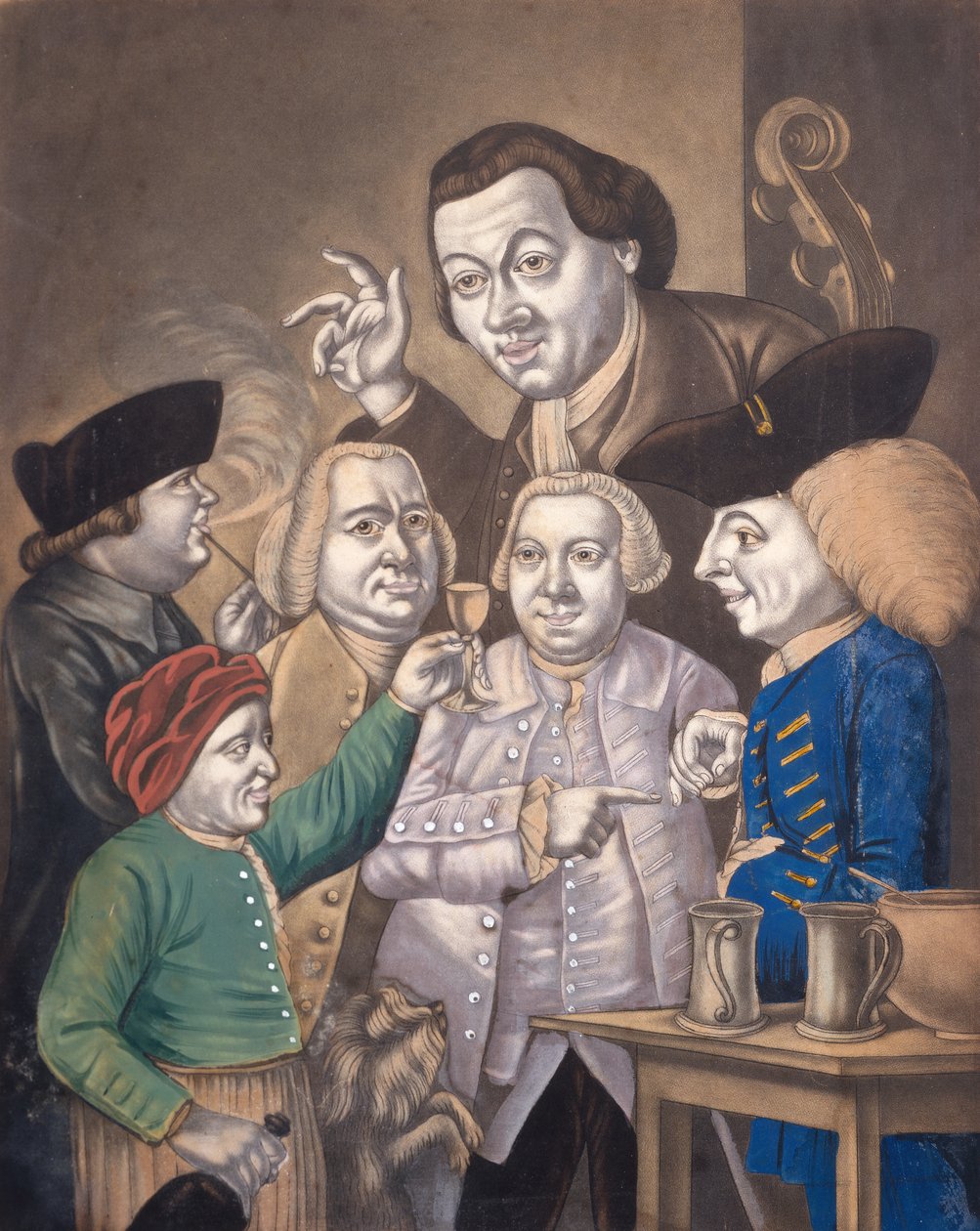 Mirth and Friendship, c.1770 (ręcznie kolorowana mezzotinta) autorstwa English School