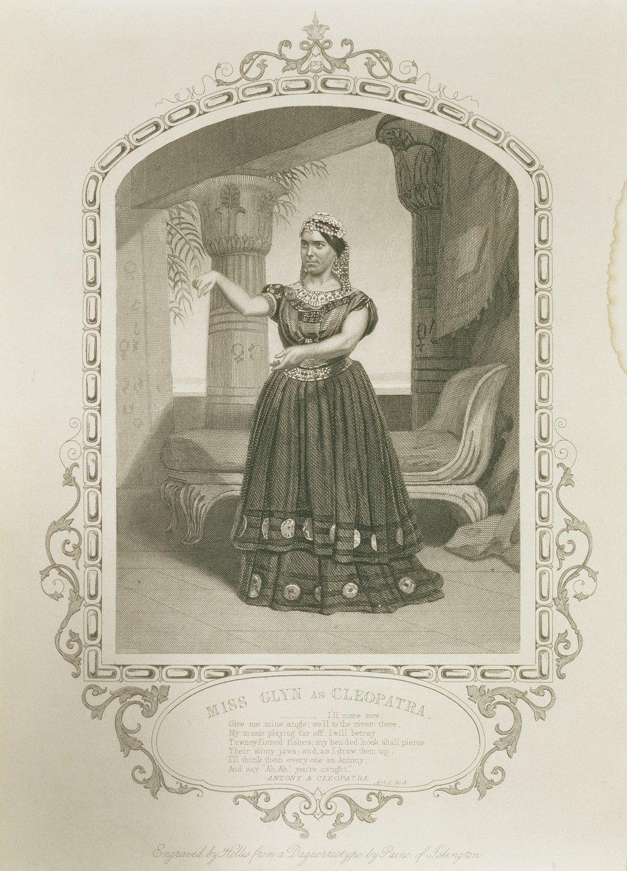 Panna Glyn jako Kleopatra, akt II, scena 5, w Antoniuszu i Kleopatrze Williama Szekspira (1564-1616) rytowana przez George