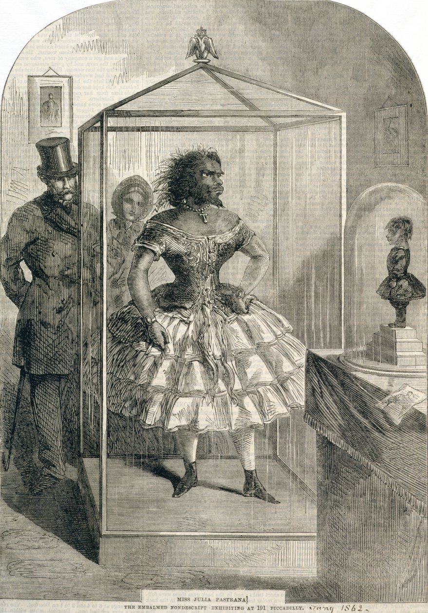 Panna Julia Pastrana, Zabalsamowana nijaka, wystawiona na 191 Piccadilly, 1862 autorstwa English School