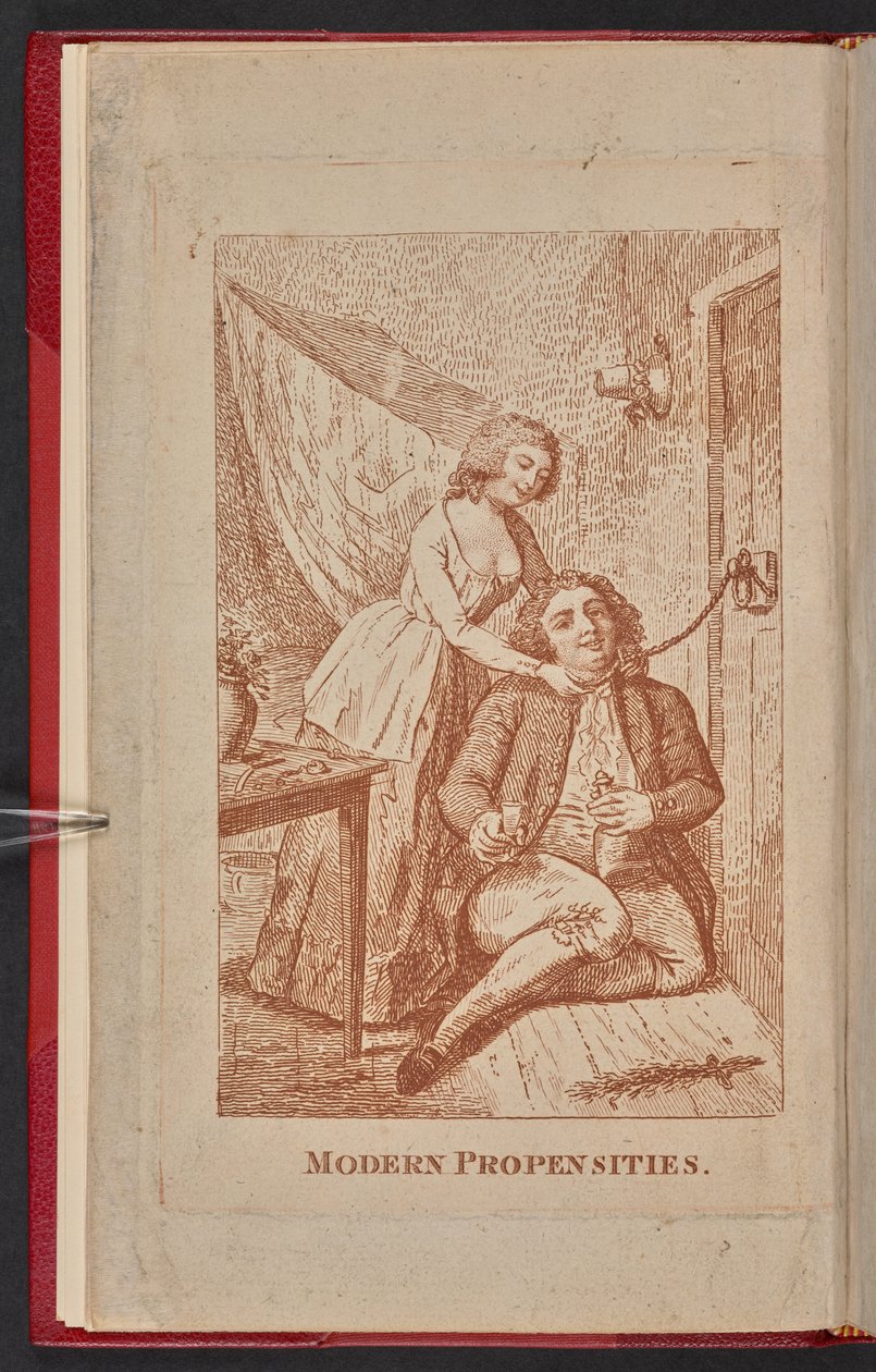 Okładka broszury Modern Propensities z 1791 r., przedstawiająca Susannah Hill i Frantiska Kotzwarę (rycina) autorstwa English School
