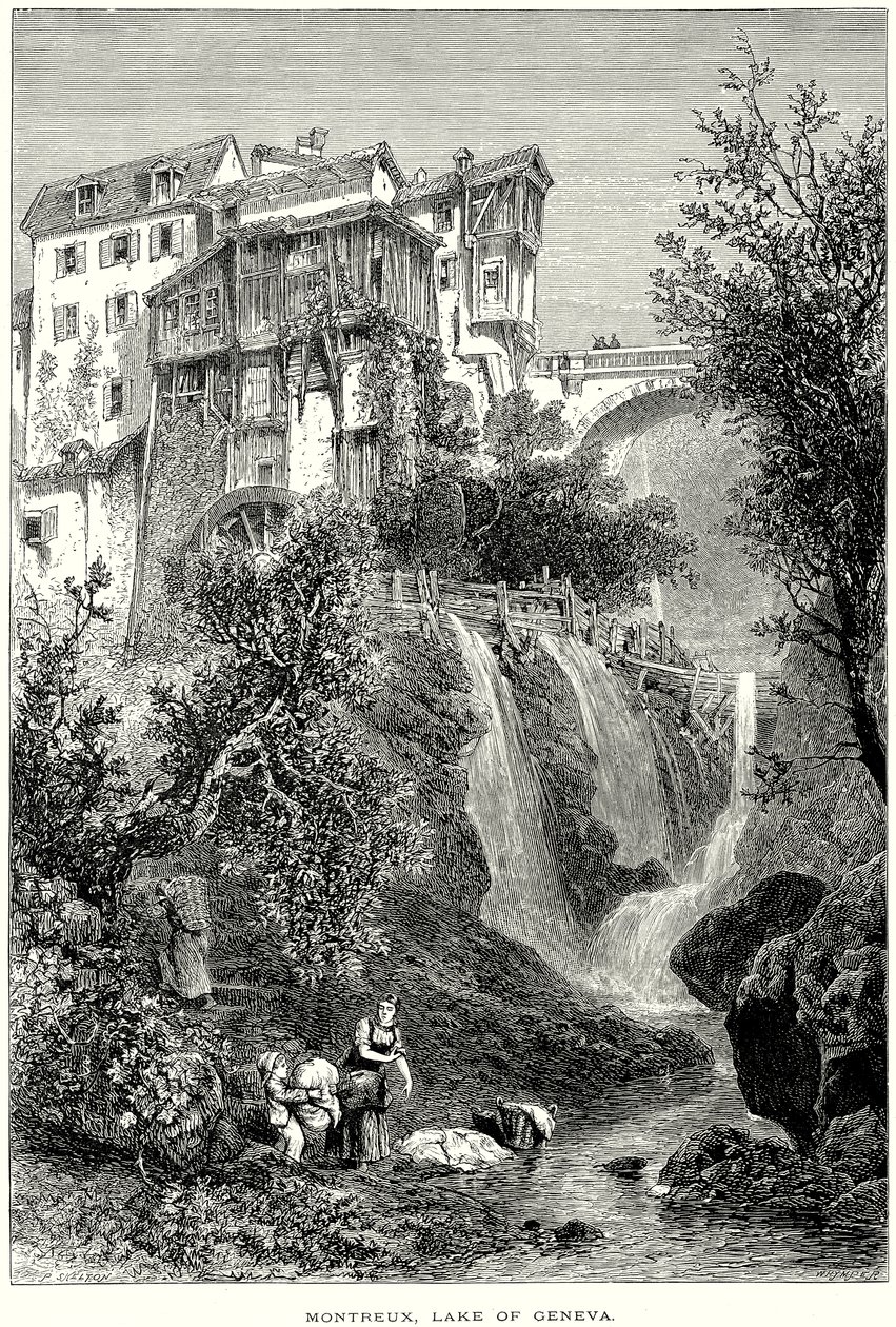 Montreux, Jezioro Genewskie (rycina) autorstwa English School