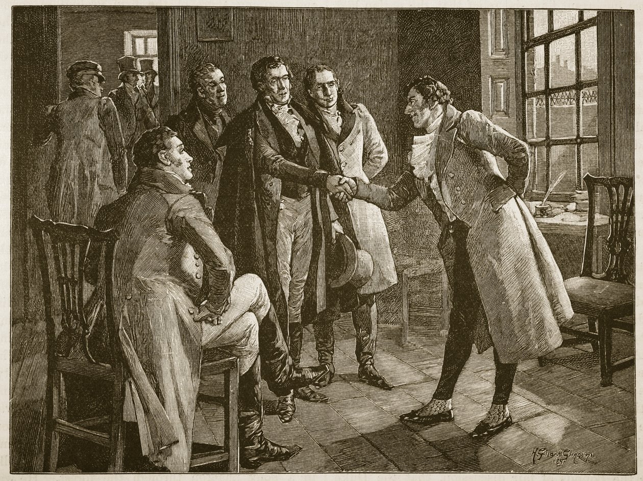 Grobla pana Aleksandra w więzieniu Kings Bench Prison, ilustracja z Ilustrowanej Historii Anglii Cassella (zdjęcie w sepii) autorstwa English School
