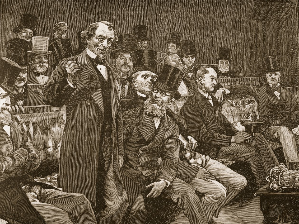 Pan Disraeli opowiada Izbie Gmin swoją historię o "wytrawnym szampanie autorstwa English School