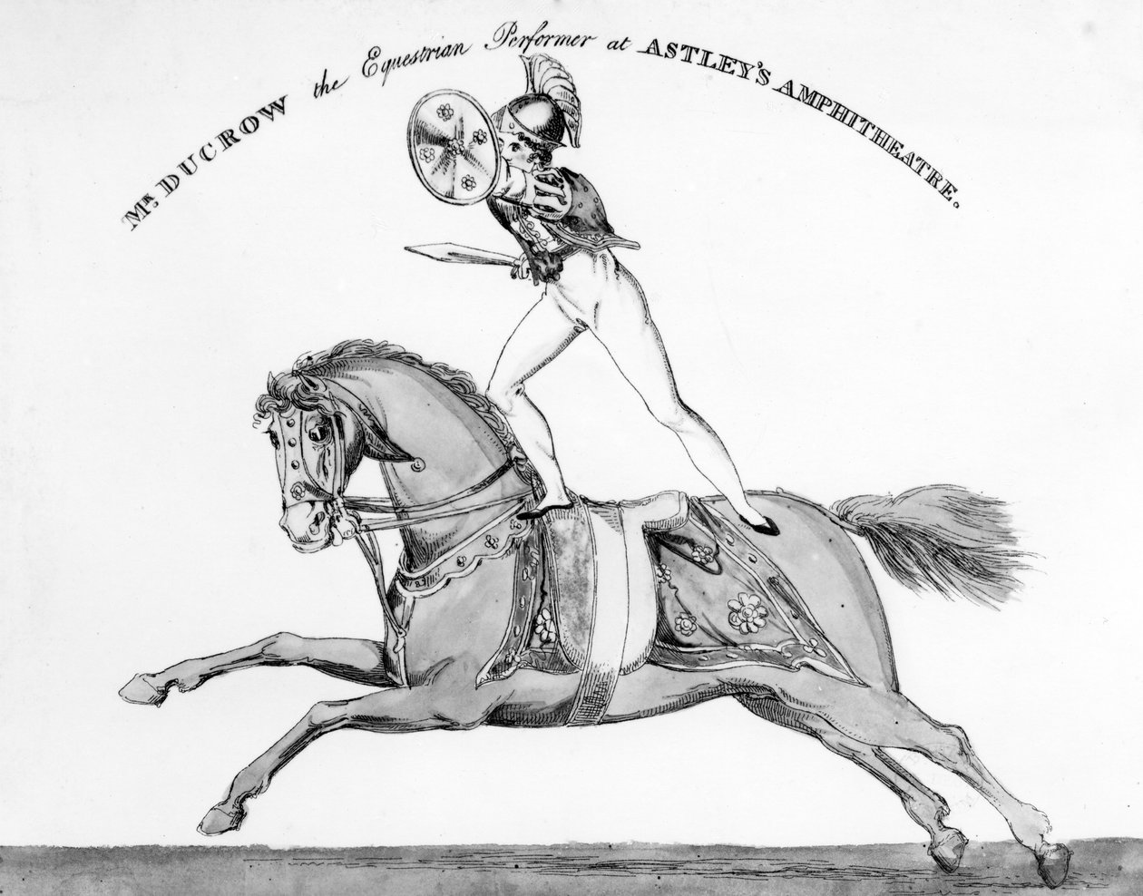 Pan Ducrow, wykonawca jeździecki w Amfiteatrze Astleys, ok. 1840 r. autorstwa English School