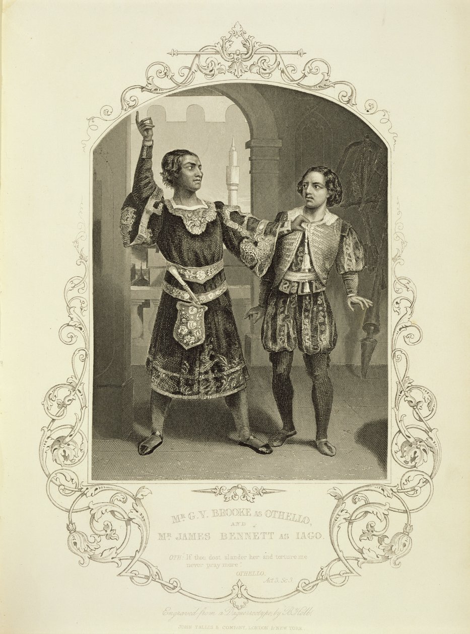 Pan G. V. Brooke jako Otello i James Bennett jako Iago, Akt III Scena 3, w Otello Williama Szekspira (1564-1616) autorstwa English School