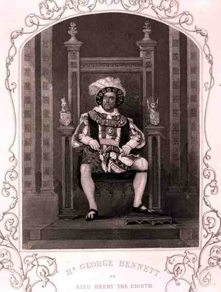 Pan George Bennett jako król Henryk VIII w sztuce Williama Szekspira (1564-1616) (rycina) autorstwa English School