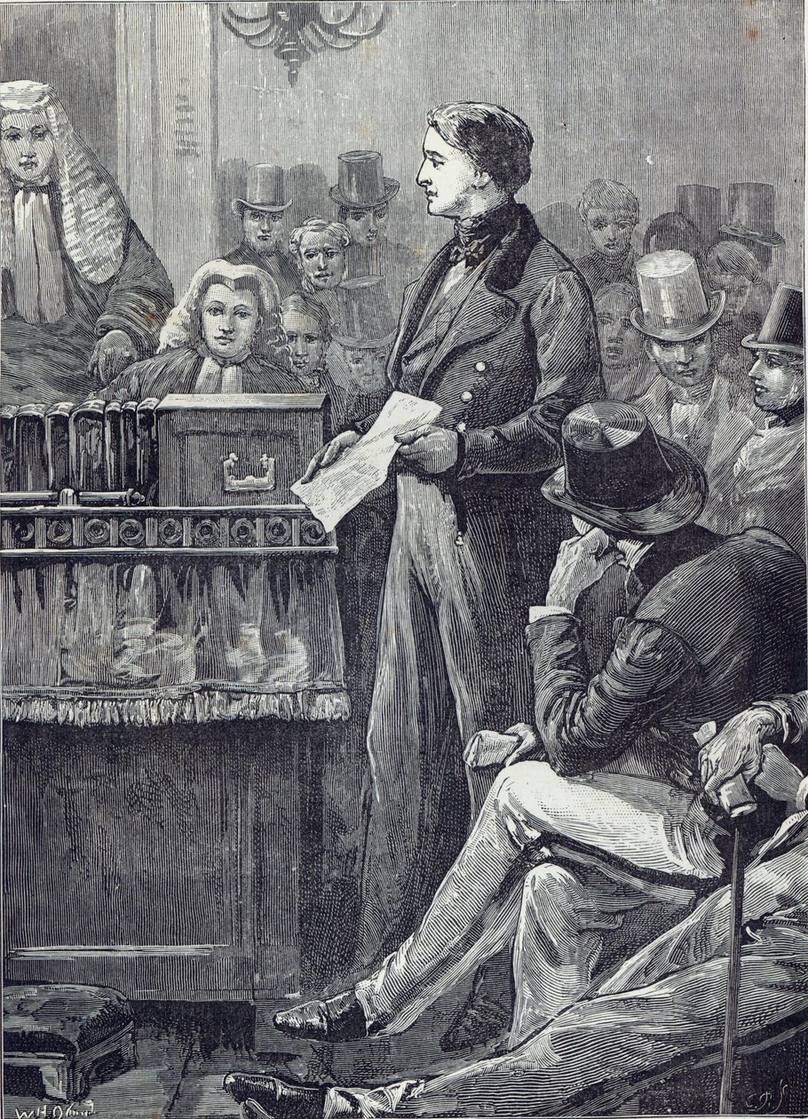 Pan Gladstone wygłasza swoją przemowę panieńską w Izbie Gmin autorstwa English School