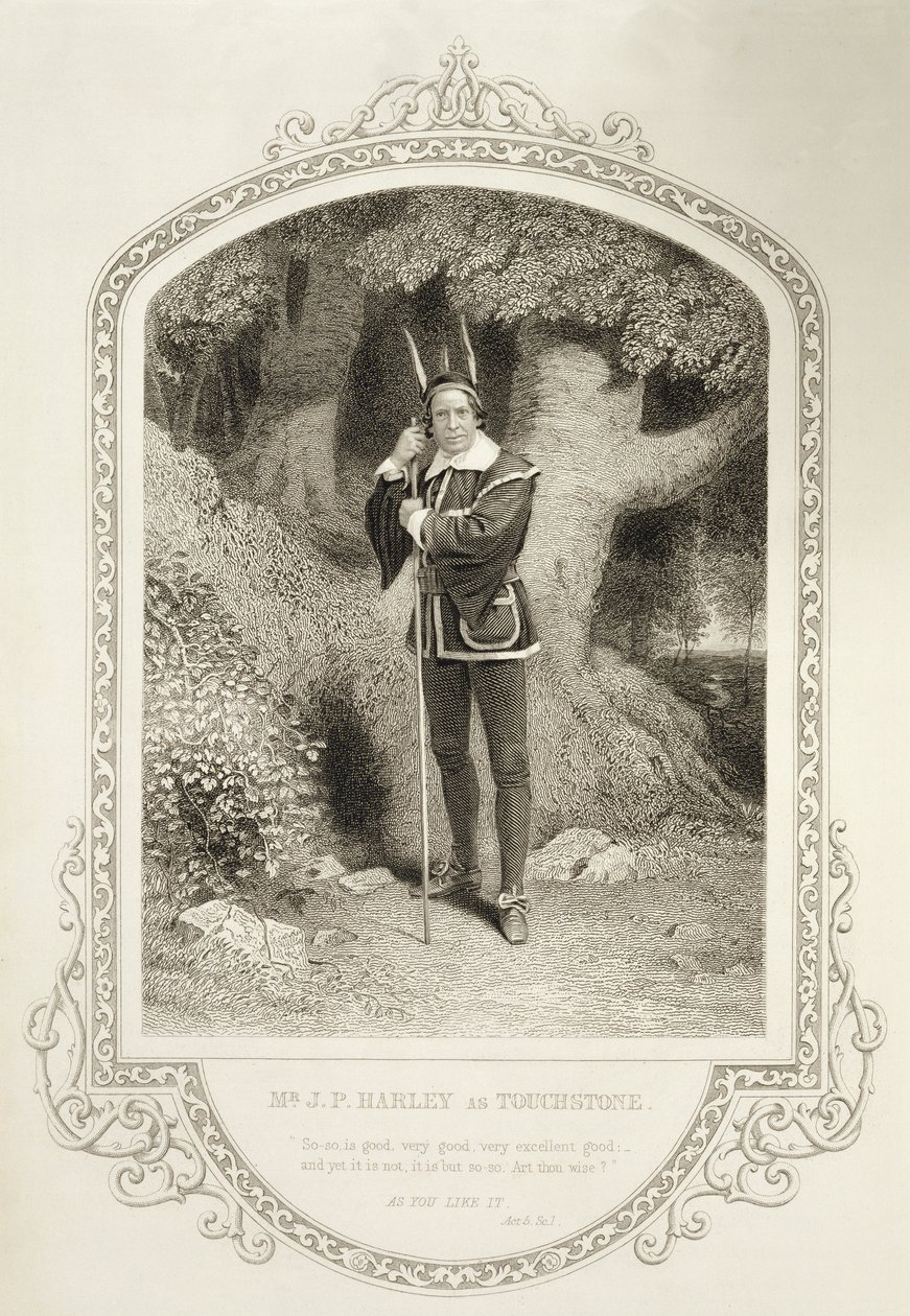 Pan J.P. Harley jako kamień probierczy, akt V, scena 1, w Jak wam się podoba Williama Szekspira (1564-1616) wyryty przez George