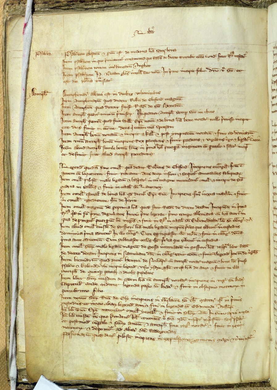 Ms.25516 fol.18v Liber I inwentarza ksiąg w katedrze św. Pawła, koniec XIII w. autorstwa English School