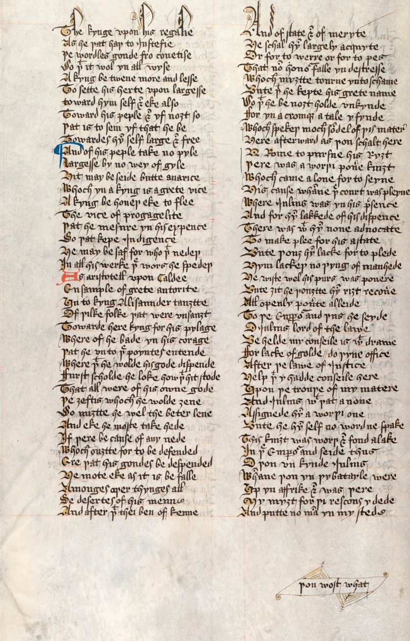 Ms326 f166v, Confessio Amantis autorstwa Johna Gowera (pióro i atrament na welinie) autorstwa English School
