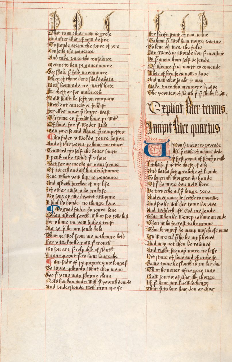 Ms326 f66v, Confessio Amantis autorstwa Johna Gowera (pióro i atrament na welinie) autorstwa English School