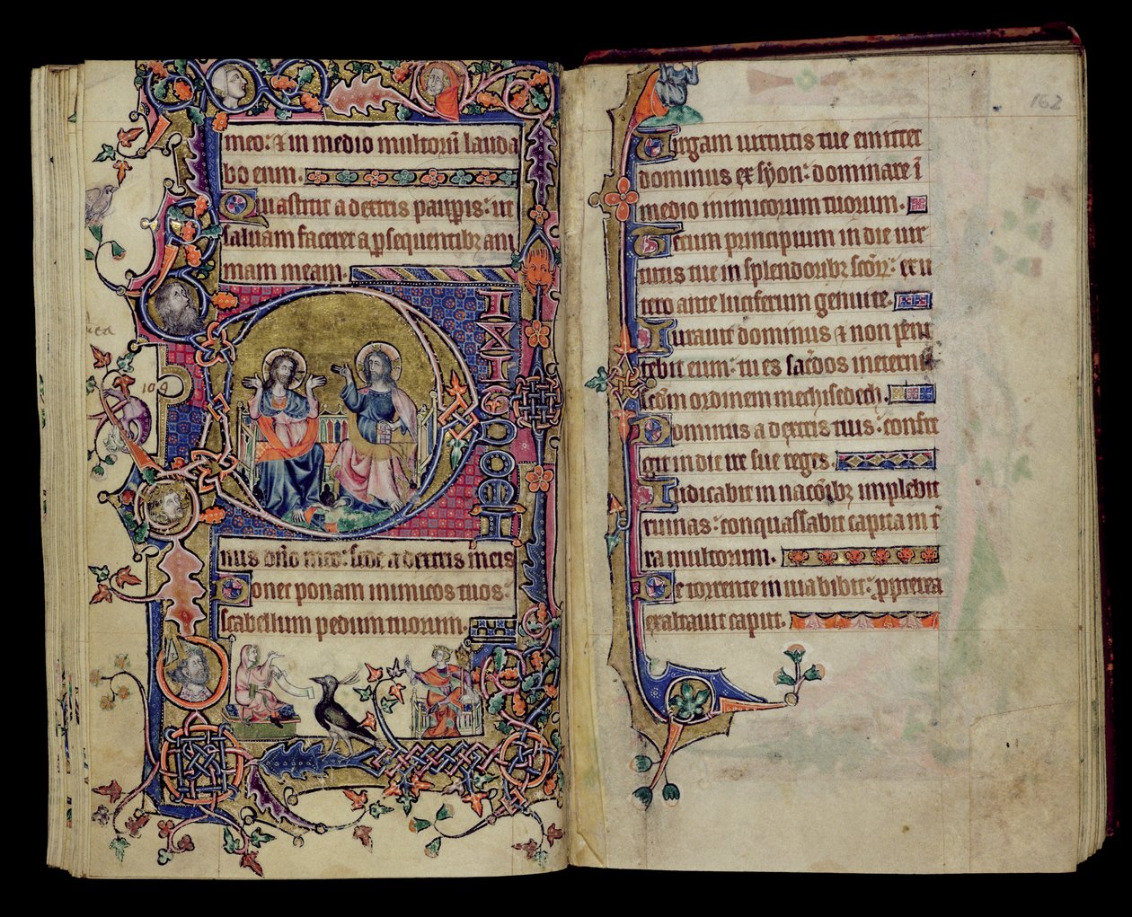 Ms 1-2005, ff.161v-162r: The Father and Son, historyczny inicjał D z Macclesfield Psalter, Use of Sarum, East Anglia, c.1330 autorstwa English School