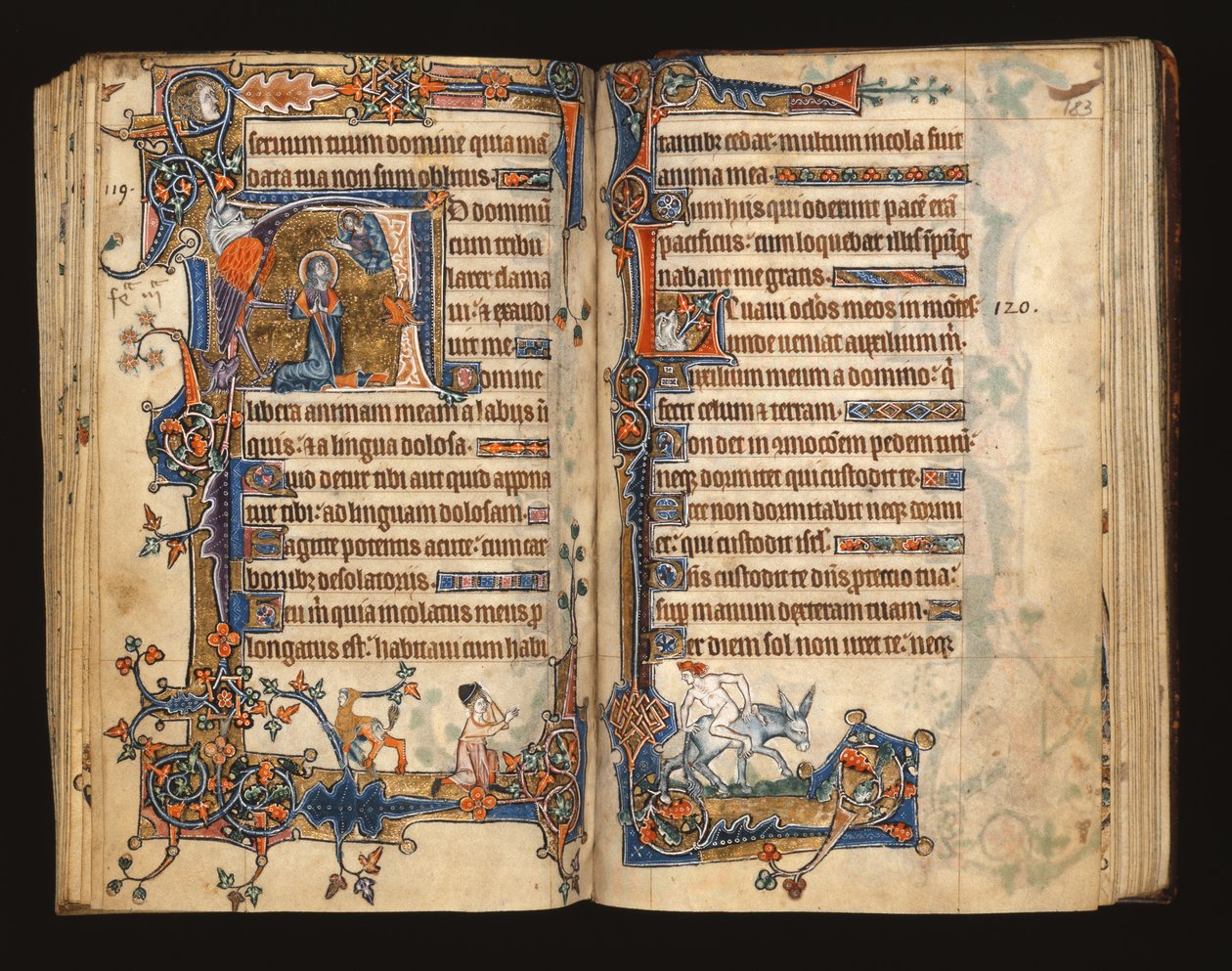Ms 1-2005, ff.182v-183r: David modlący się, historyczny wstęp z Psałterza Macclesfielda, Use of Sarum, East Anglia, c.1330 autorstwa English School